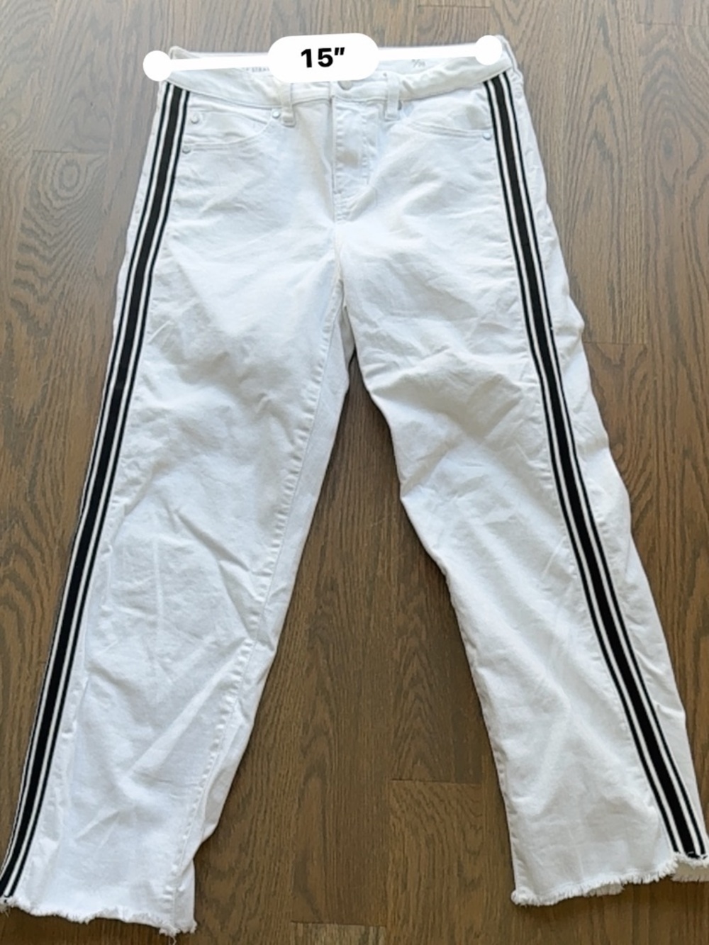 Liverpool White Crop Jeans Black Side Stripe High Rise Slim Ankle Pants 6 /  28 - Picture 5 of 7